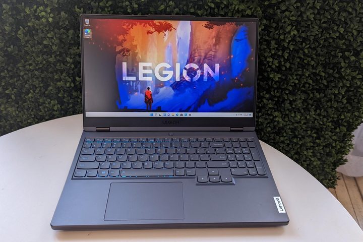 The Lenovo Legion 5 Pro gaming laptop on a table.