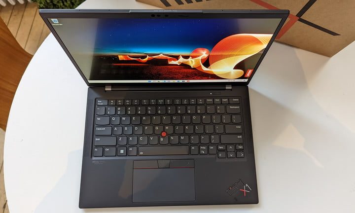 Lenovo ThinkPad X1 Carbon Gen 10 top-down view showing keyboard.