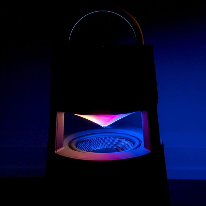 The LG Xboom 360 features a lantern-like design.