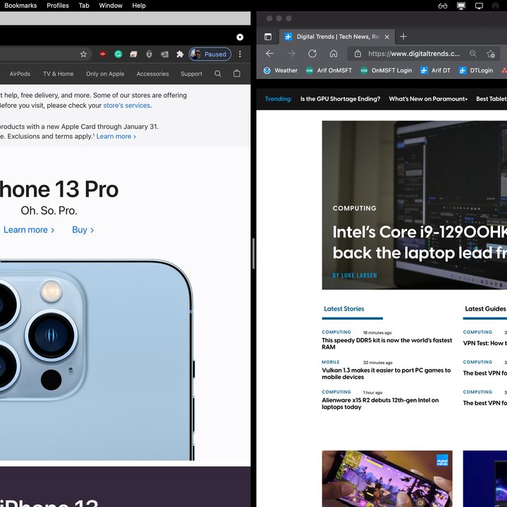 Multitasking in MacOS with Split-screen view.