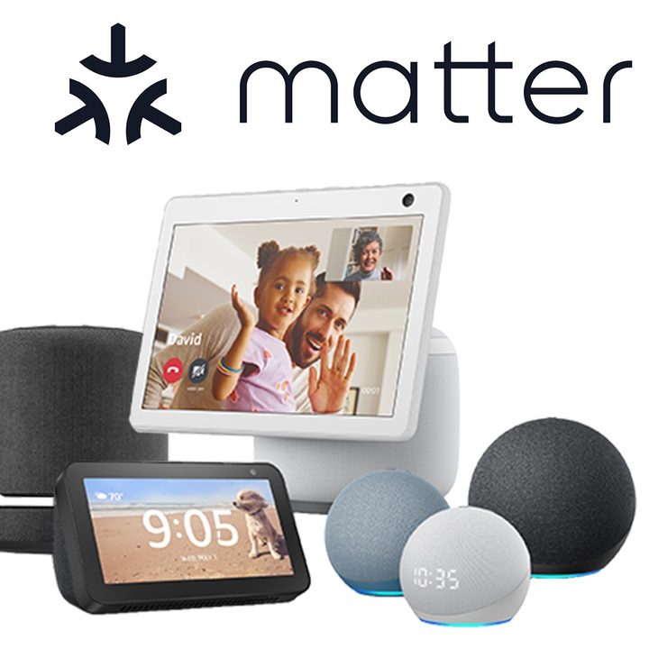 A collection of Matter-enabed Amazon devices.