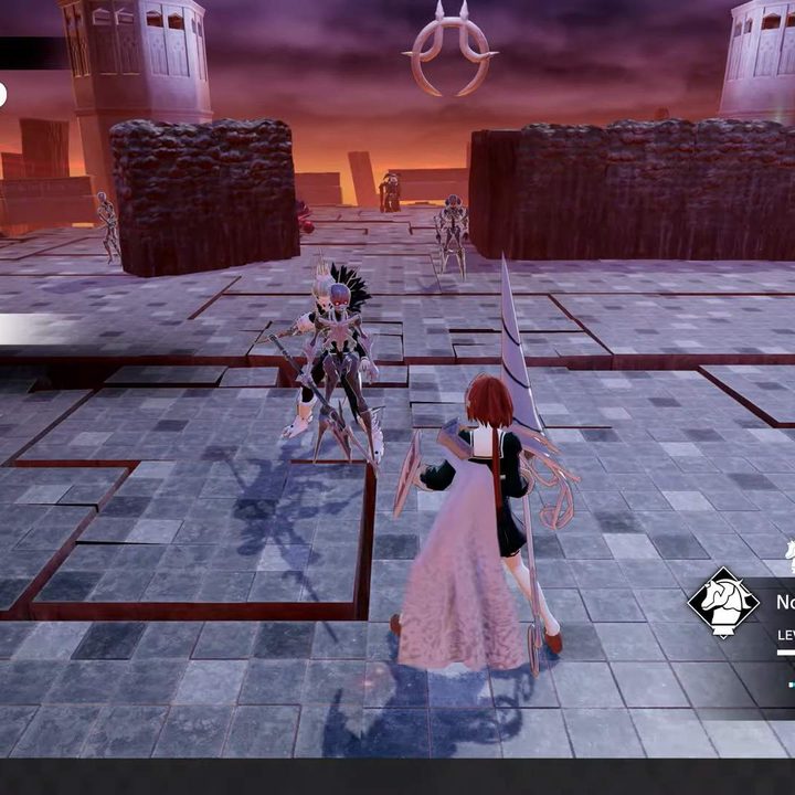 A screenshot of Monark's battlefield and character Nozomi Hinata.