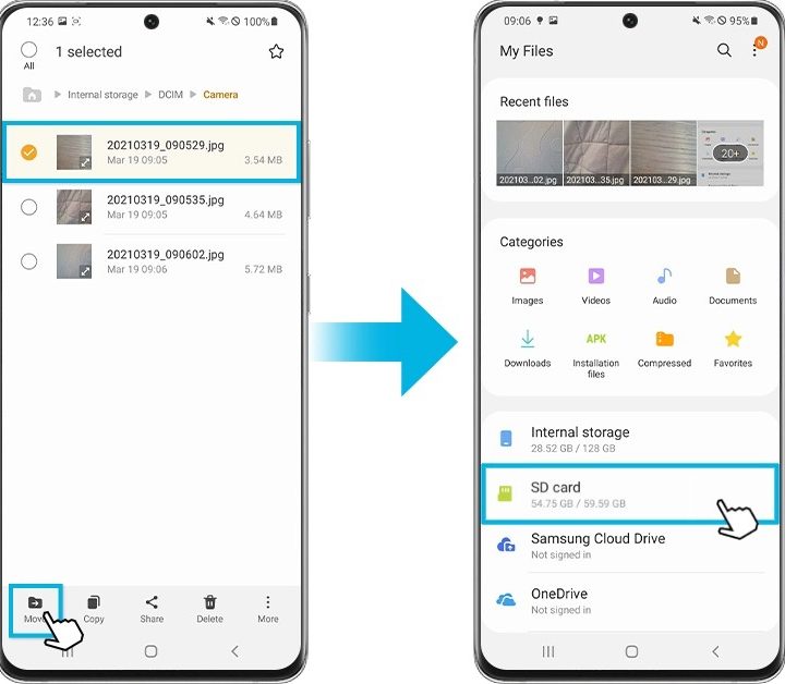 Move a file to your SD Card.