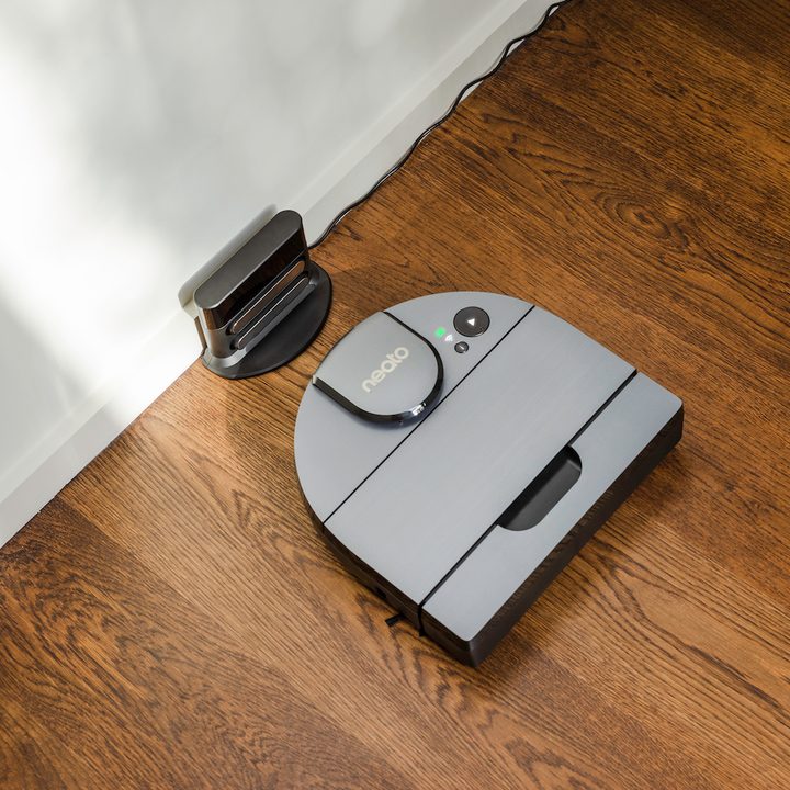 The Neato D10 uses a simple charging base.
