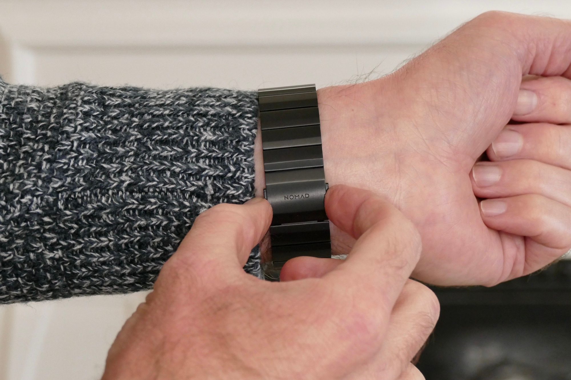 Nomad Titanium Band for the Apple Watch clasp.