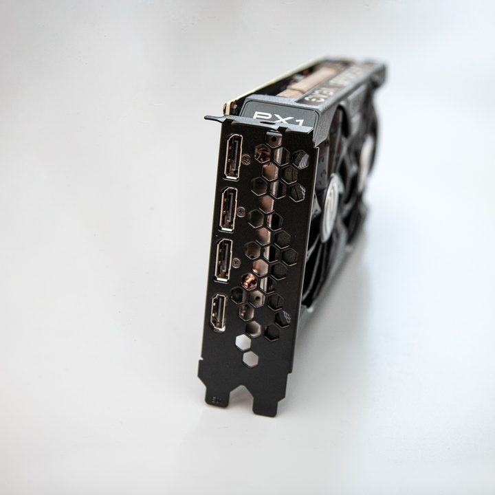 An RTX 3050 with three DisplayPort connectors.