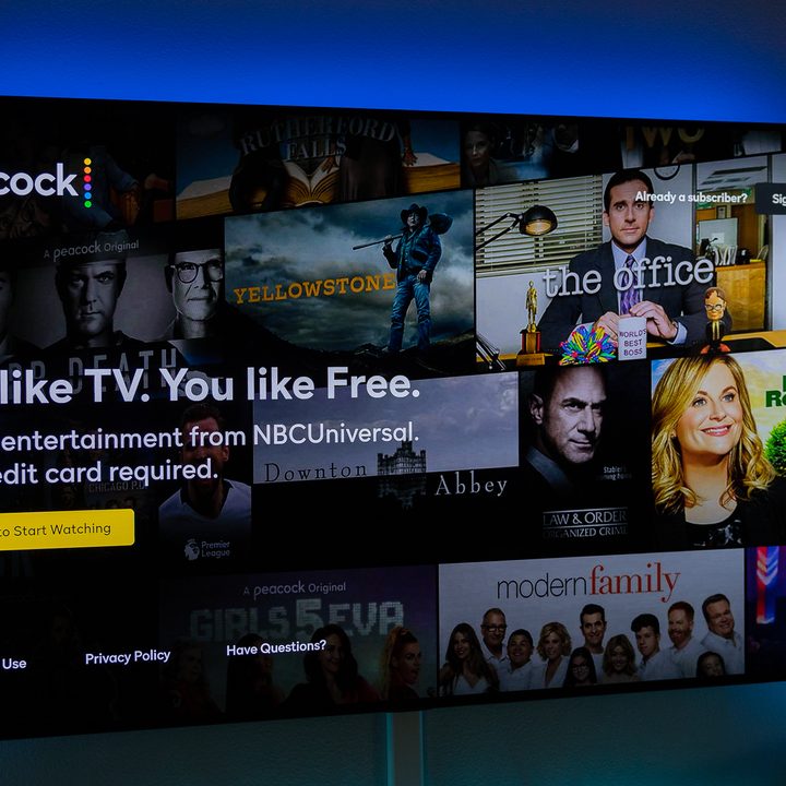 The Peacock TV home screen.