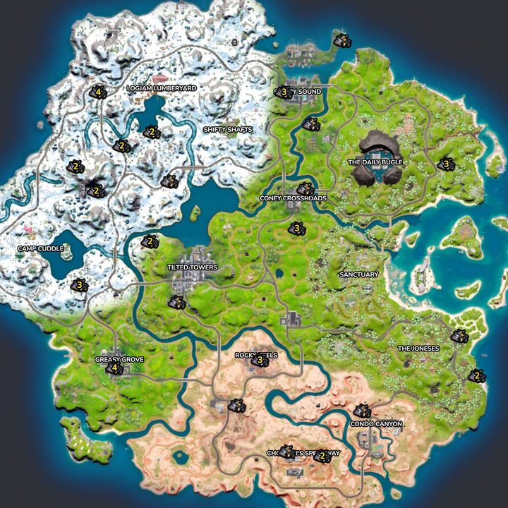 Map of Quadcrashers in Fortnite.