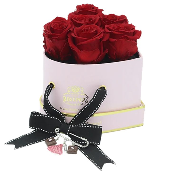 Rosepop Valentines Day collection of six everlasting roses.
