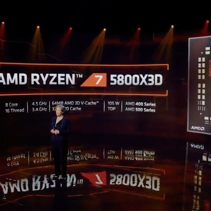 AMD CEO presenting new CPU.