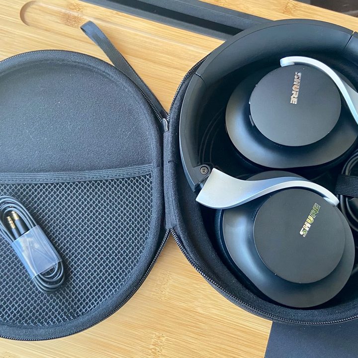 Shure Aonic 40 ANC headphones in carrying case.
