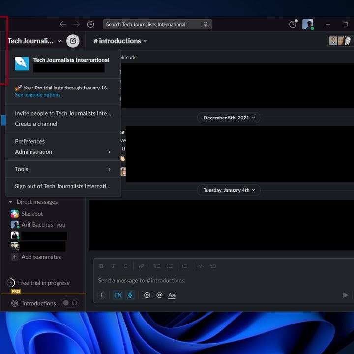 Using multiple accounts in Slack.
