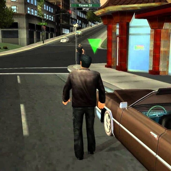 A man stands next to a car in True Crime: Streets of LA.