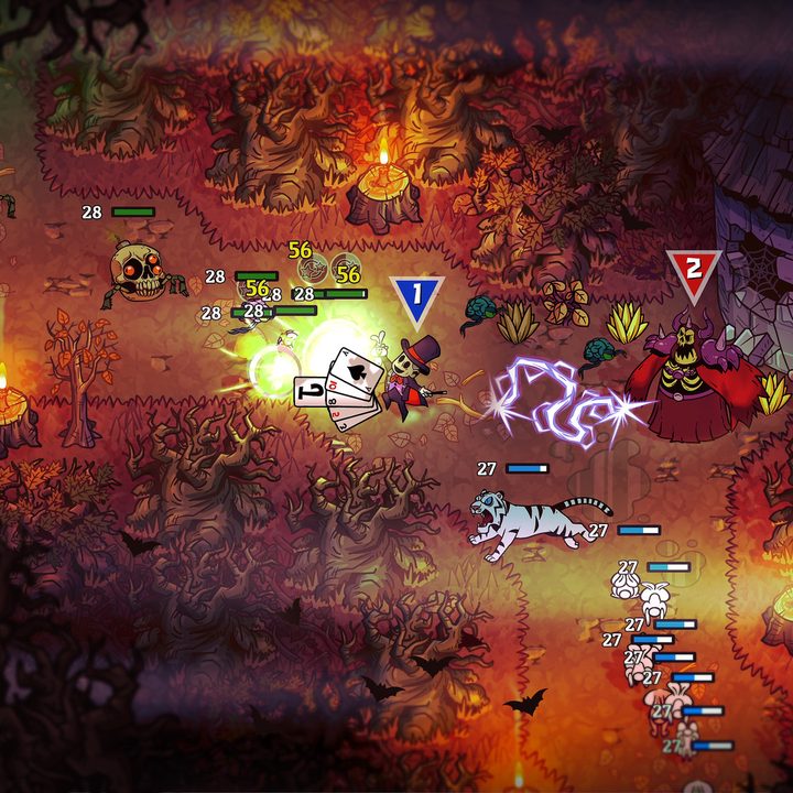 A Magician attacks enemy swarms in Nobody Saves the World.
