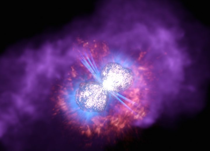 Still from the visualization of the Great Erruption of the star Eta Carinae.