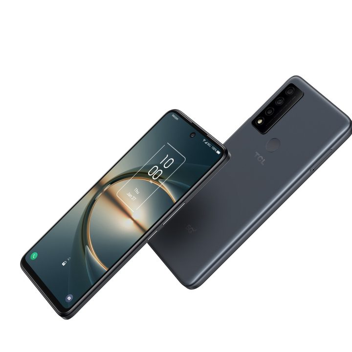 The front and rear sides of the TCL 20 V 5G smartphone.