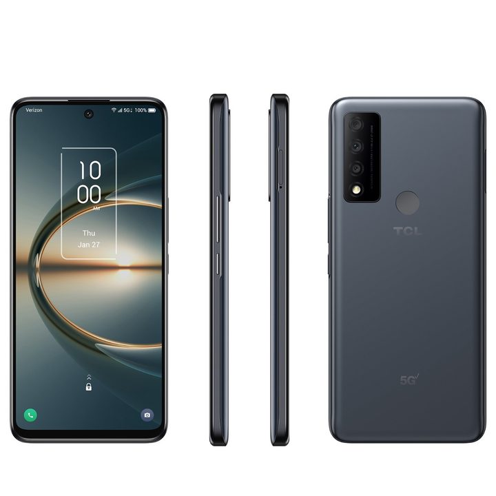 The front, rear, and sides of the TCL 20 V 5G smartphone.
