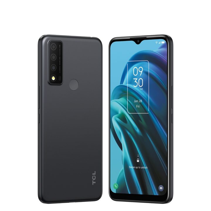 The front and rear of the TCL 30 XE 5G smartphone.
