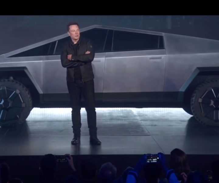 Tesla chief Elon Musk unveiling the Cybertruck in 2019.