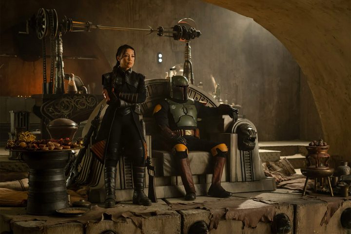Ming-Na Wen and Temuera Morrison in a scene from The Book of Boba Fett.