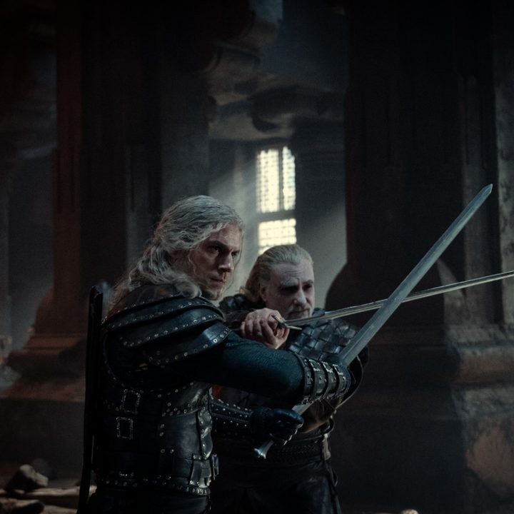 Henry Cavill and Kim Bodnia in a scene from season 2 of The Witcher.