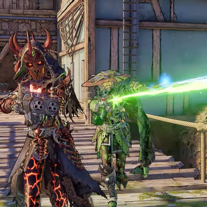 A Graveborn and Spore Warden run across a bridge.