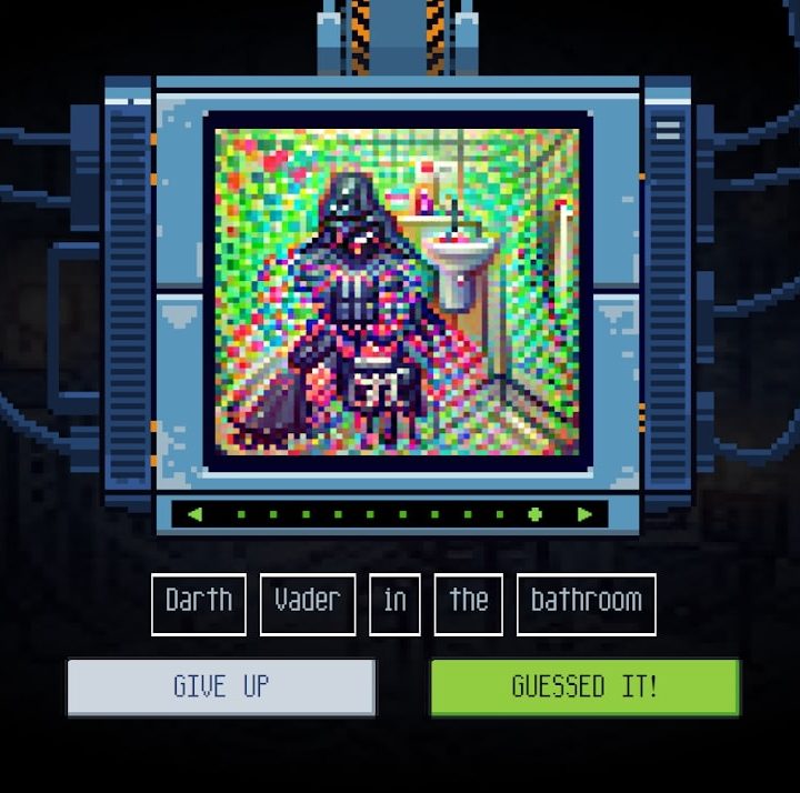 An AI draws Darth Vader on a toilet in Pixel This.