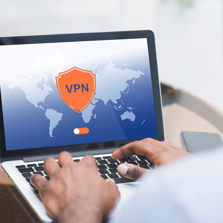 Someone using a VPN on a Macbook Pro.