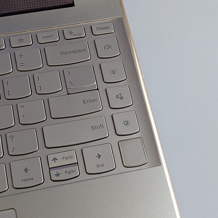 Specialized keys on the right side of the Yoga 9i keyboard.
