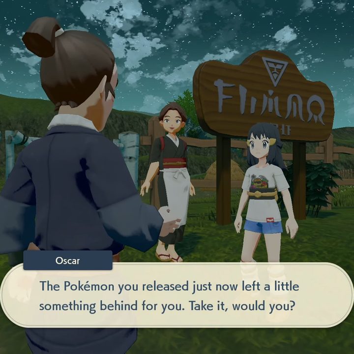 Oscar saying a Pokémon left us a gift.