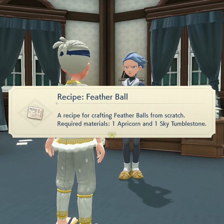 A trainer getting a Pokéball recipe.