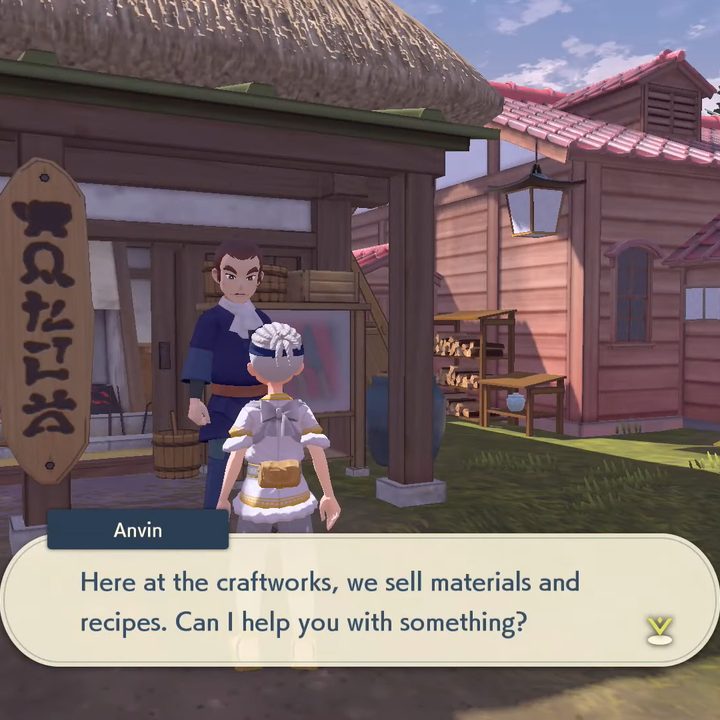 A trainer talking to Anvin about crafting.