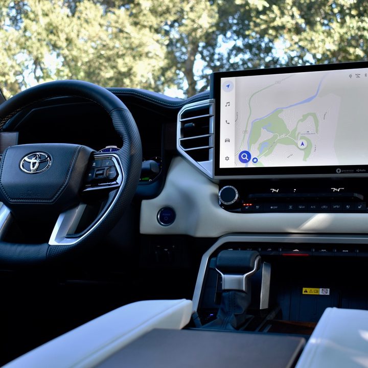 Interior of the 2022 Toyota Tundra i-Force Max hybrid.