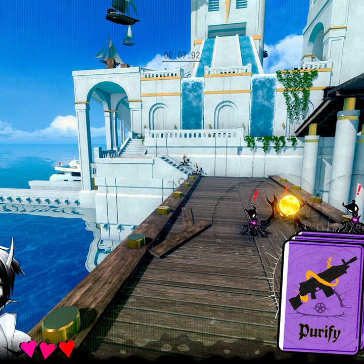 Running through a level in Neon White