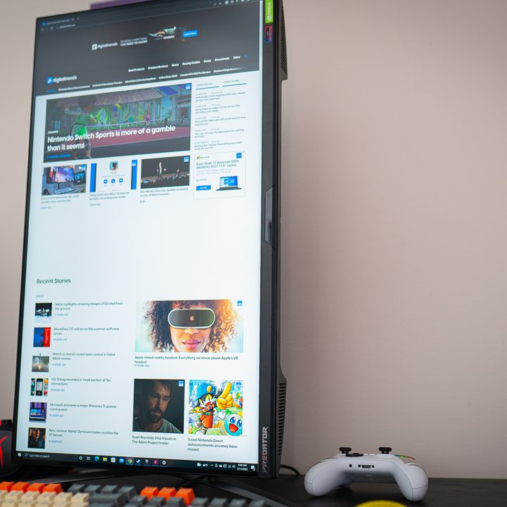 The Acer Predator X28 turned vertically.