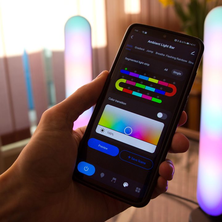 Tuya Light bars are controlled via a mobile app.