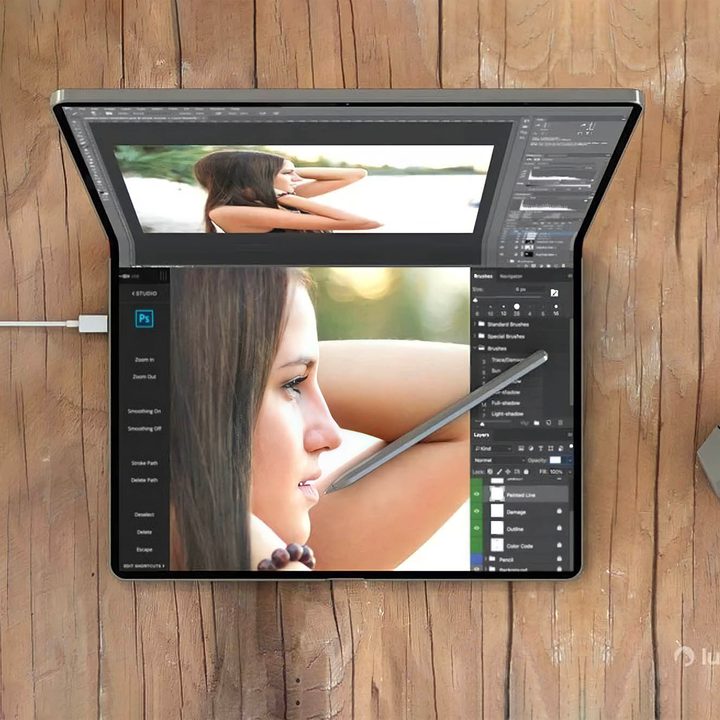 Foldable Macbook concept image created by LunaDisplay.