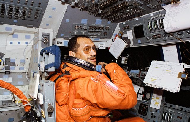 Charles Bolden on the flight deck of Discovery during STS-60.