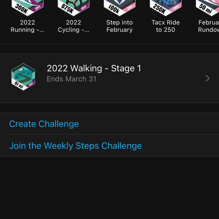 Garmin Connect offers a number of challenges to take part in.