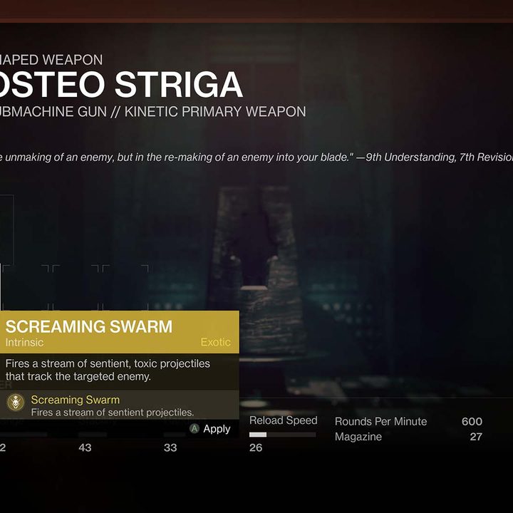 Crafting the Osteo Striga in Destiny 2.