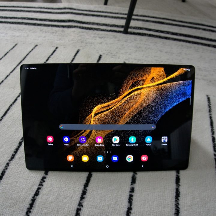 Galaxy Tab S8 Plus on carpet.