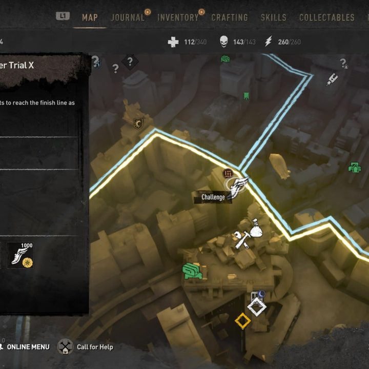 A long parkour challenge in Dying Light 2.