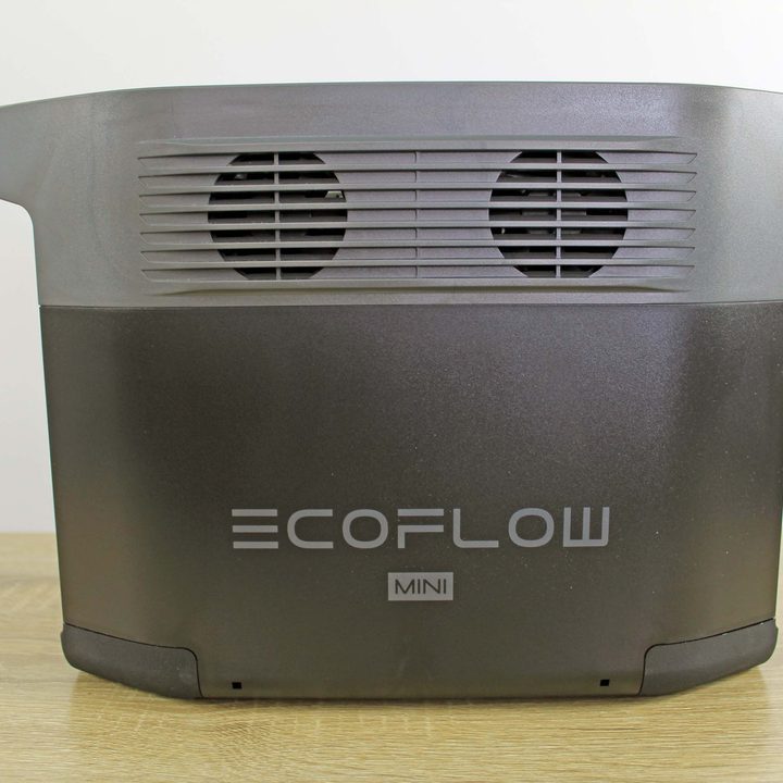 The back side of an EcoFlow Delta Mini features two large vents.
