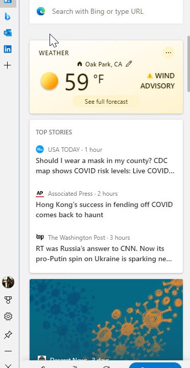 A screenshot of the Microsoft Edge Bar.