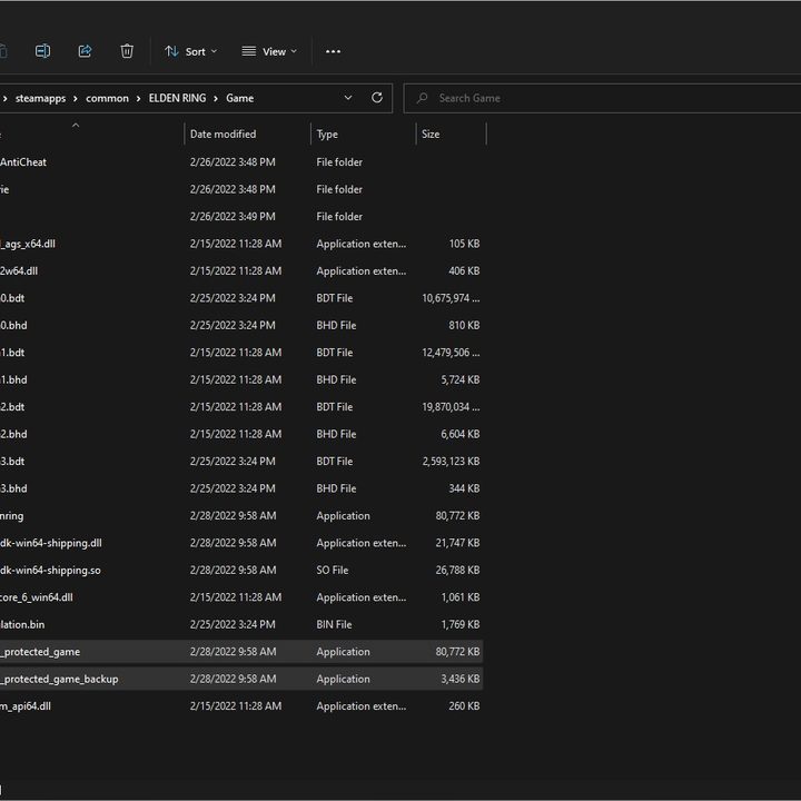 Elden Ring location in Windows File Explorer.