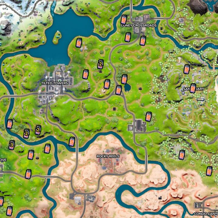 Map of fireflies in Fortnite.