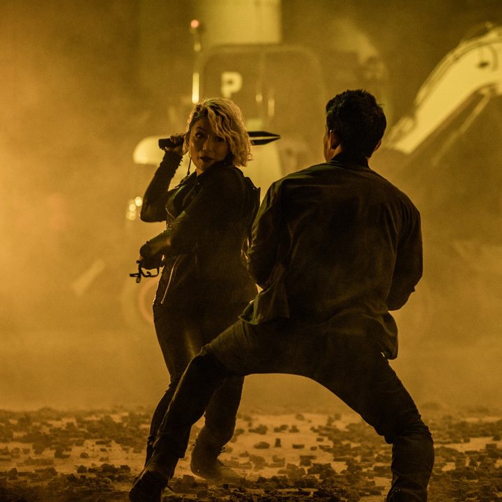 Juju Chan and Iko Uwais fight in a scene from Fistful of Vengeance.