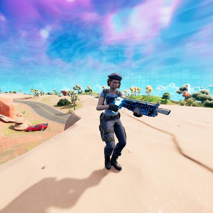 Jill Valentine with shotgun in Fortnite.