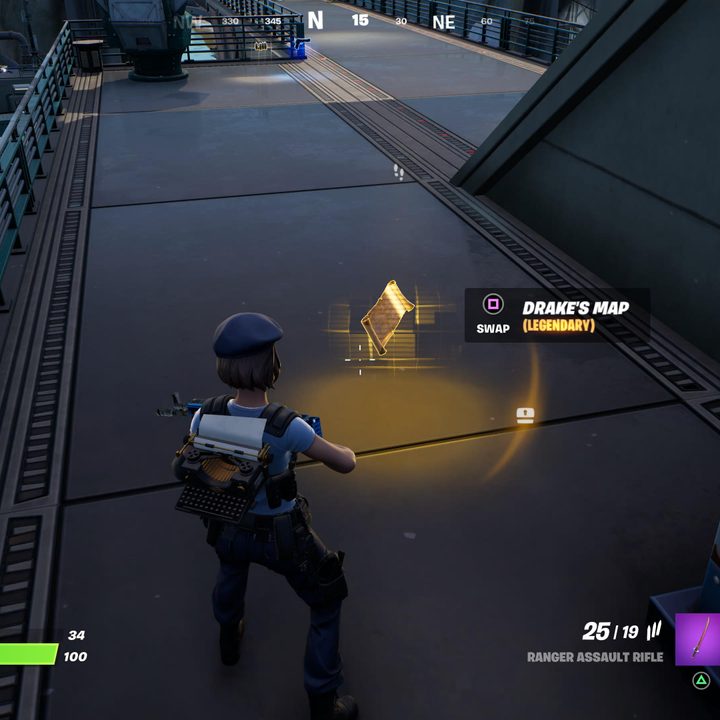 Drake's Map on the ground in Fortnite.