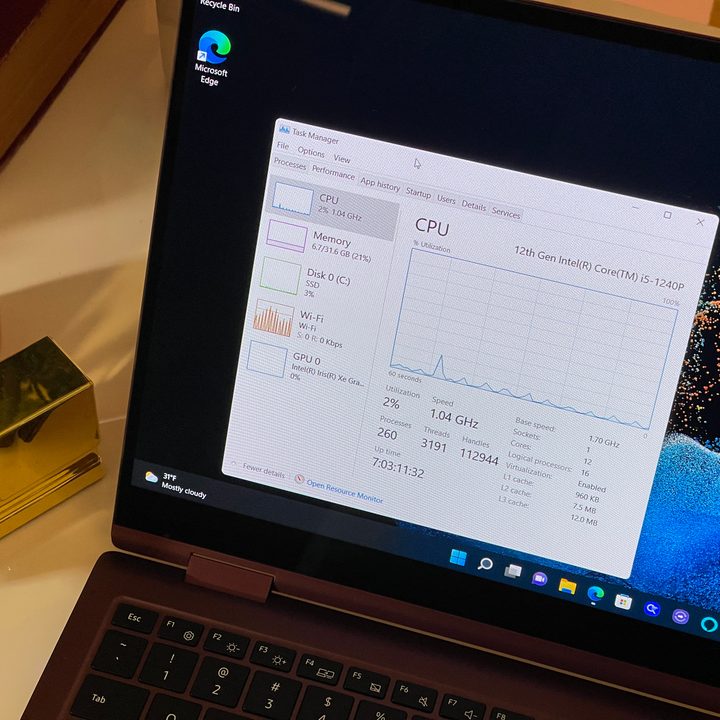 The CPU on the Galaxy Book Pro 360.